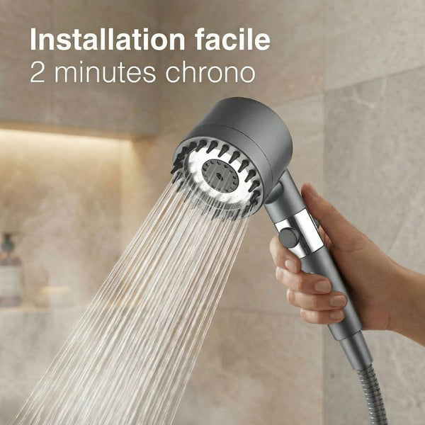 Pommeau de Douche Anti-Calcaire Effet Spa – Filtration + Massage